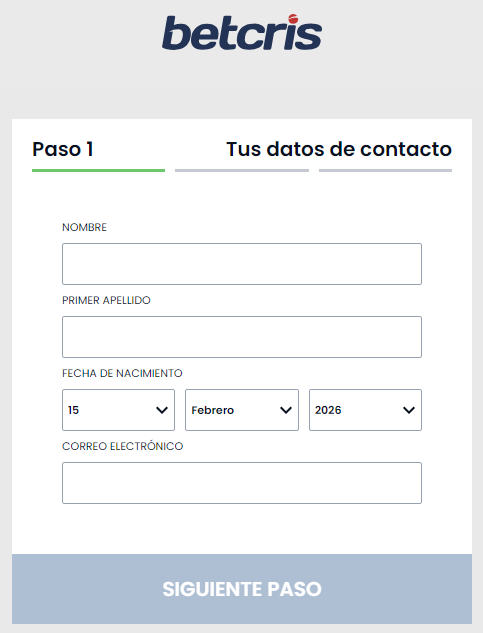 Betcris registro Formulario de registro en Betcris Perú